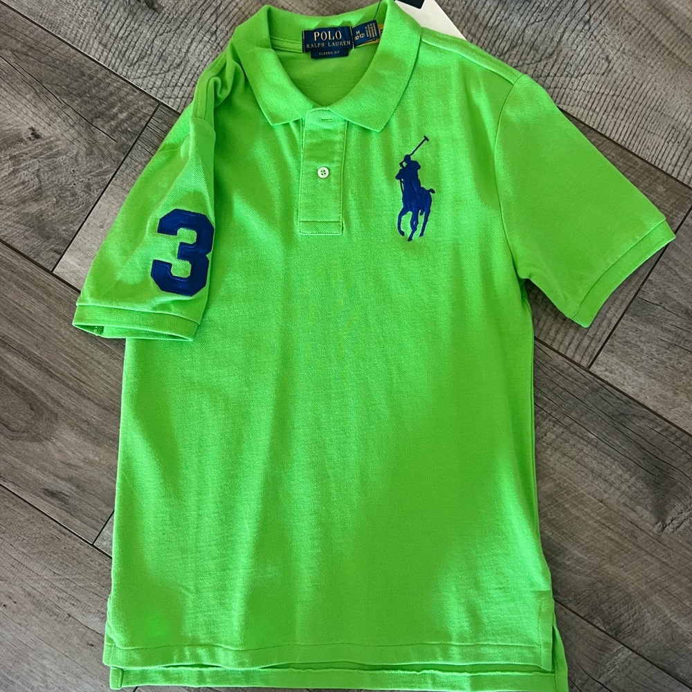 Ralph Lauren Kids Bright Green Polo with Navy Accents